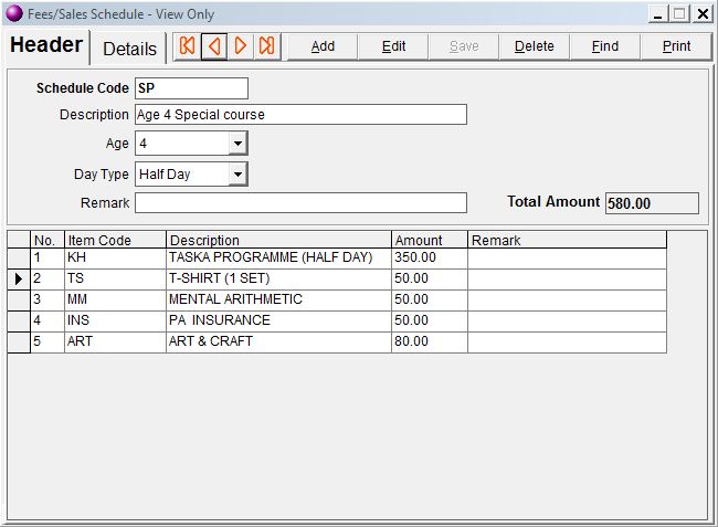 Fees Schedule