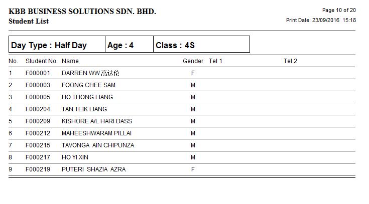 Student List